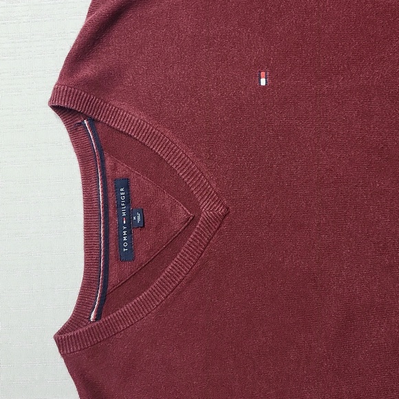 Tommy Hilfiger Signature Long sleeves mens Jersey, burgundy, 100% cotton, medium - Picture 11 of 11